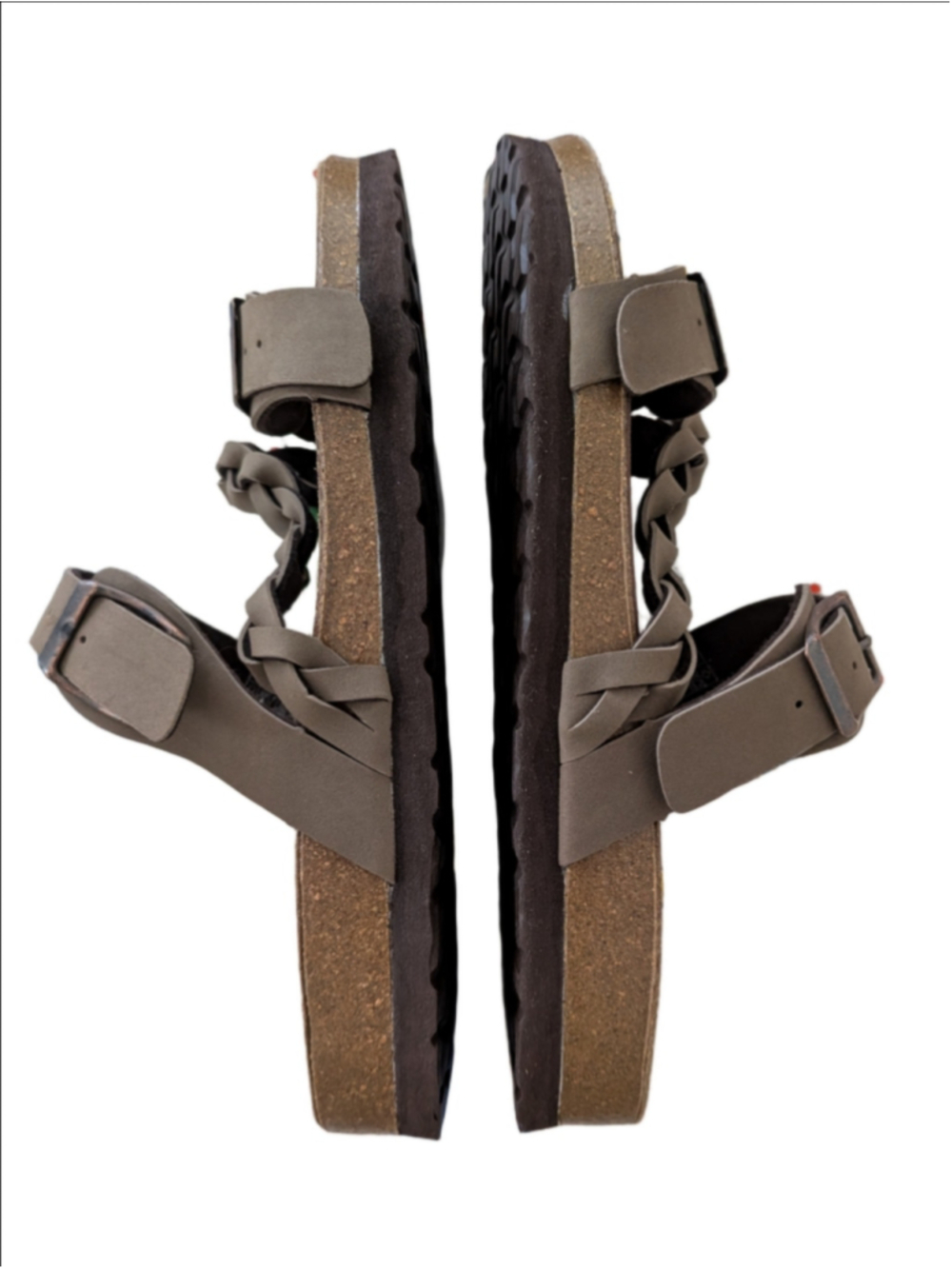 NEW Cushionaire Lizzy Braided Double Buckle Cork Sandals Brown Size 8.5M Comfort - Picture 6 of 13
